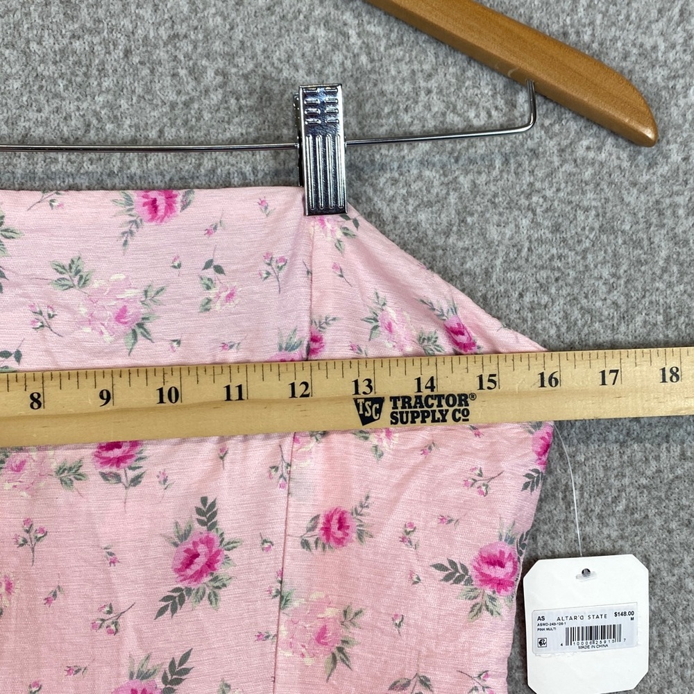 Altar’d State strapless tiered maxi dress Medium pink floral cottagecore roses - Picture 6 of 11